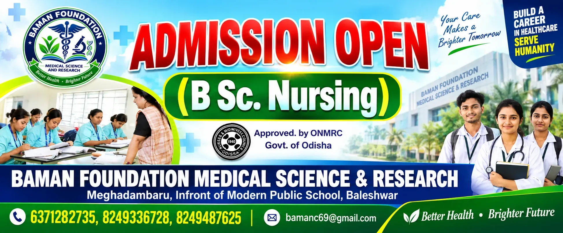 Baman Foundation B.Sc Nursing admission banner